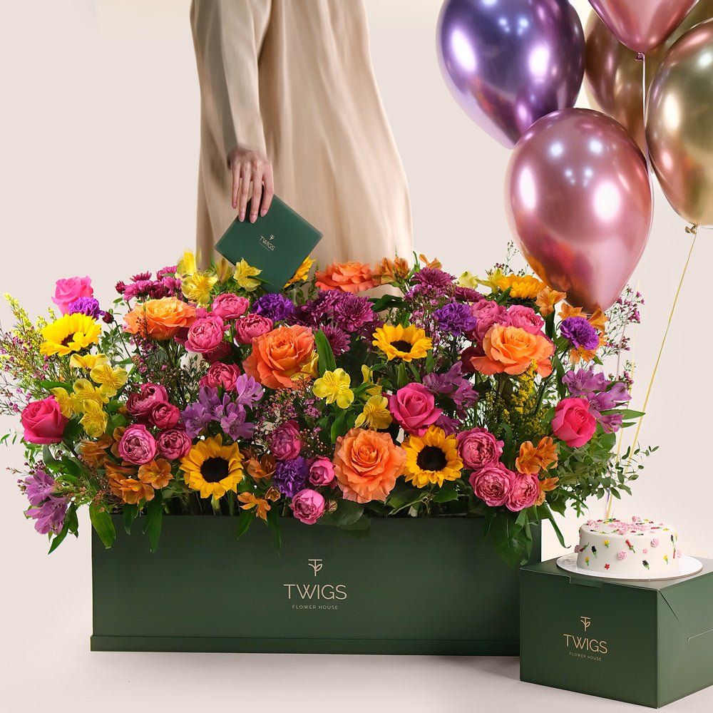 Birthday Flowers and Cake