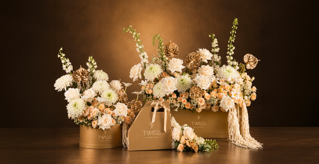 TWIGS Gold flower collection luxury flower delivery UAE