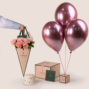 Juliet Peach Birthday Cone – Flowers, Cake & Balloons – A Chic & Joyful Celebration Set