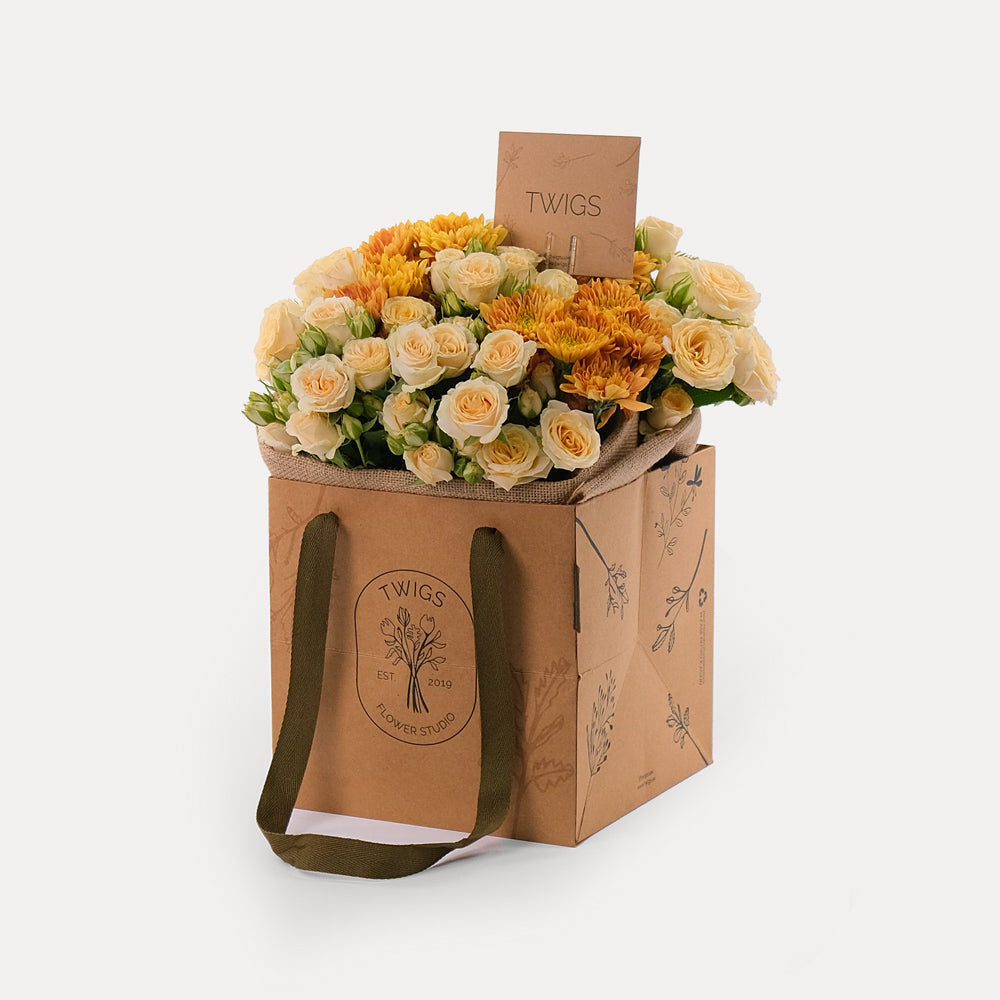 CHRYSANTHEMUM AND SALINERO FLOWER  BOUQUET BAG (MEDIUM SIZE)