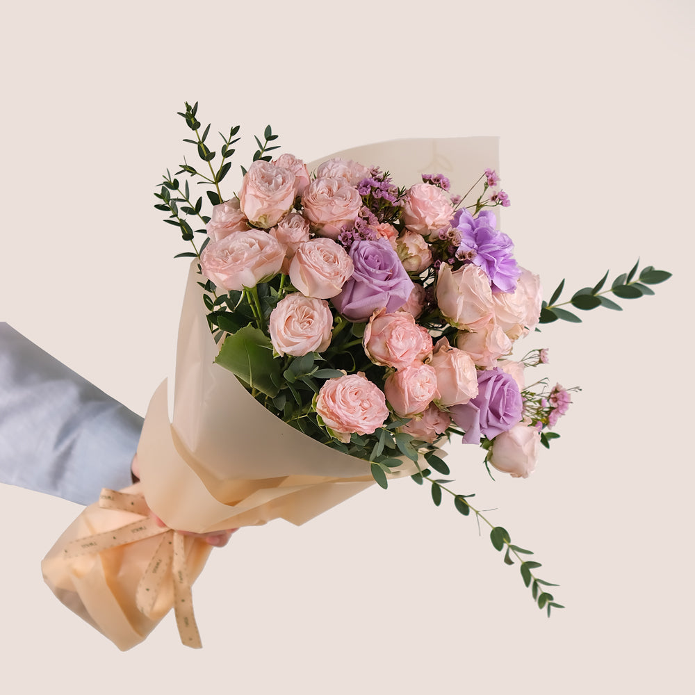 Blushing Lavender – Cone Bouquet – A Charming Floral Gift of Elegance and Beauty