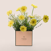 Sunny Delight – Yellow Gerbera & Chamomile Flower Box – A Cheerful and Elegant Floral Gift