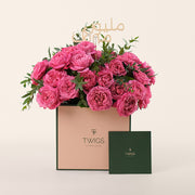 Juliet Cerise Flower Box  With "A Million Congrats" Topper in Arabic– Celebrate in Style