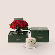 Flowers &  Birthday Cake – Romantic Gift Set– A Thoughtful and Luxurious Celebration