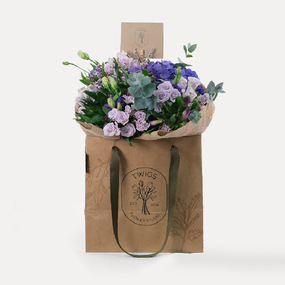 TWIGS PURPLE MIX BOUQUET BAG