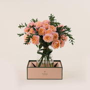 Peach Juliet Roses in a Flower Vase – A Graceful Blend of Beauty and Sophistication