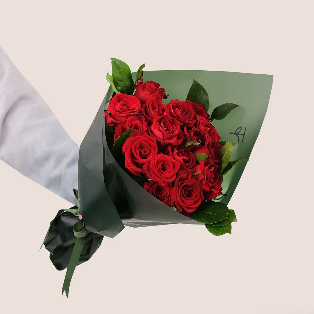 Very Red Flowers in Chic Cone Bunch – A Luxurious and Unique Gift