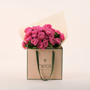 Blooming Fuchsia Flowers Hand Bouquet – Bold Color in a Chic Gift Bag