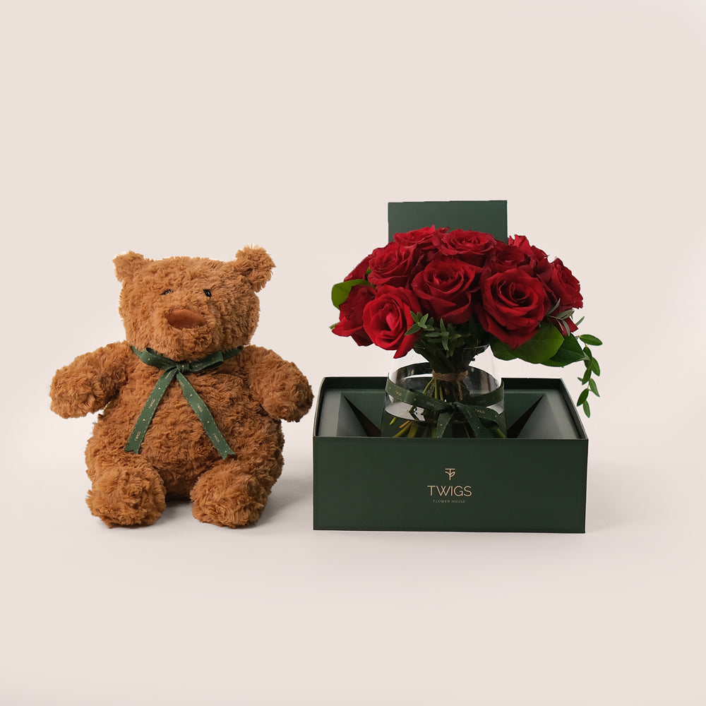 Flowers & Teddy Bear Bundle – A Heartfelt and Timeless Gift