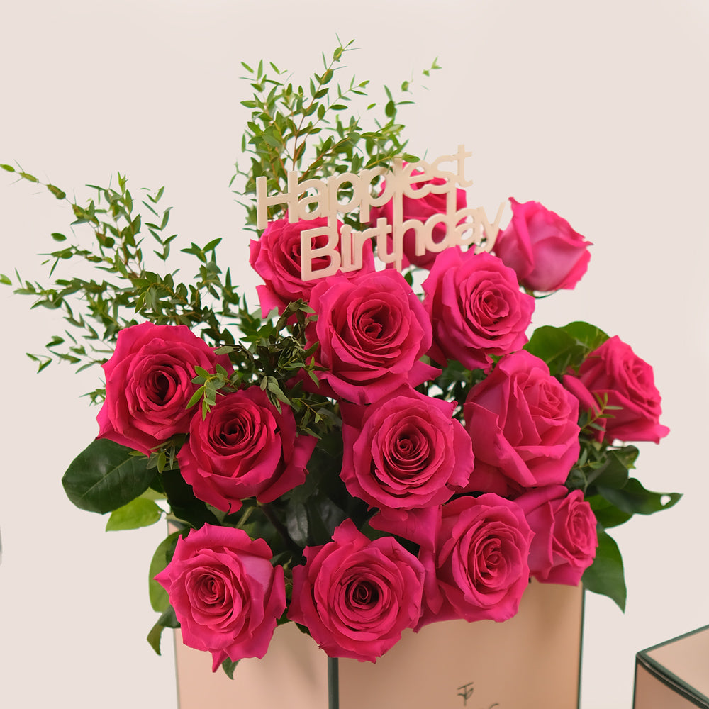 Fuchsia Birthday Bliss – Roses & Cake Bundle– A Luxurious Full Experience for Special Moments