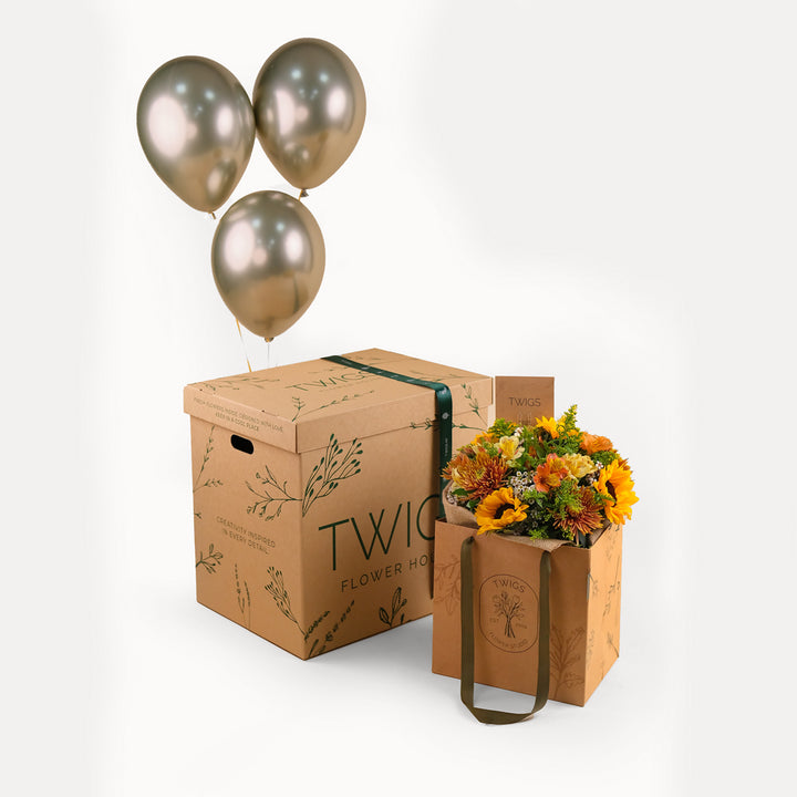 Chrysanthemums & Sunflowers Surprise Box – A Burst of Joyful Blooms