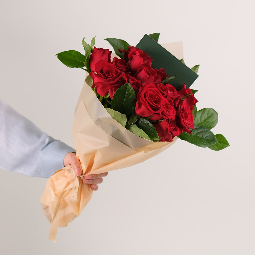 Very Red Flowers in Chic Cone Bunch – A Luxurious and Unique Gift