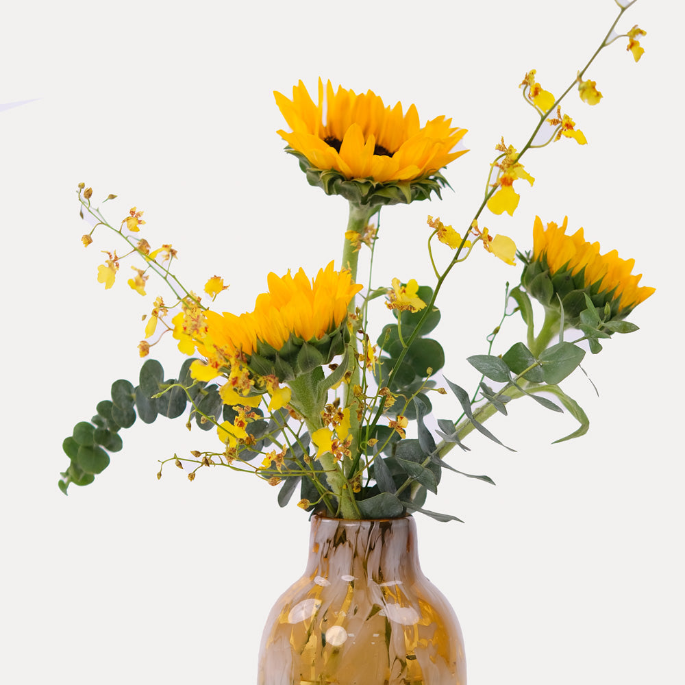 Sunflowers with Dancing Lady Flowers Vase Arrangement