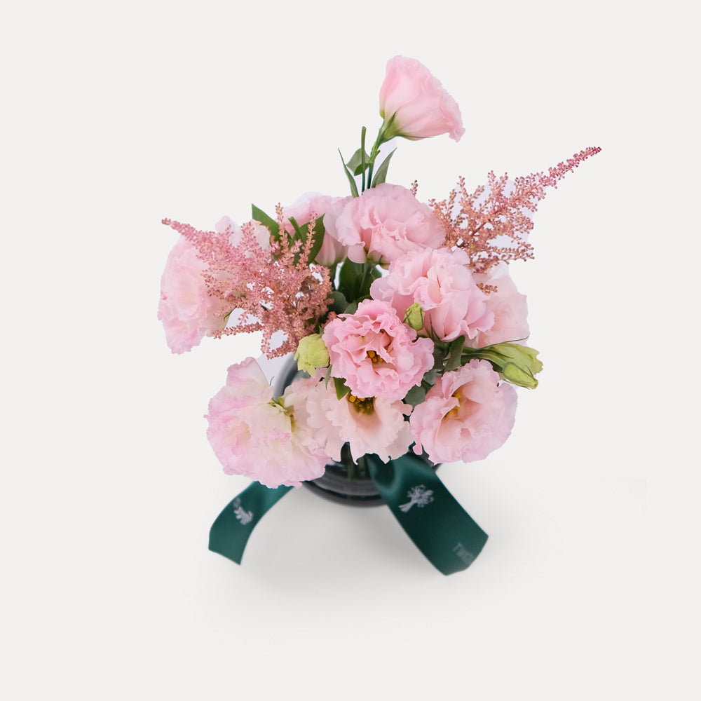 Lisianthus Pink and Astilbe Flowers in Vase