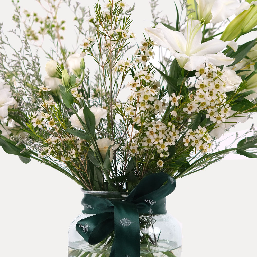 Mixed White Flowers in Vase