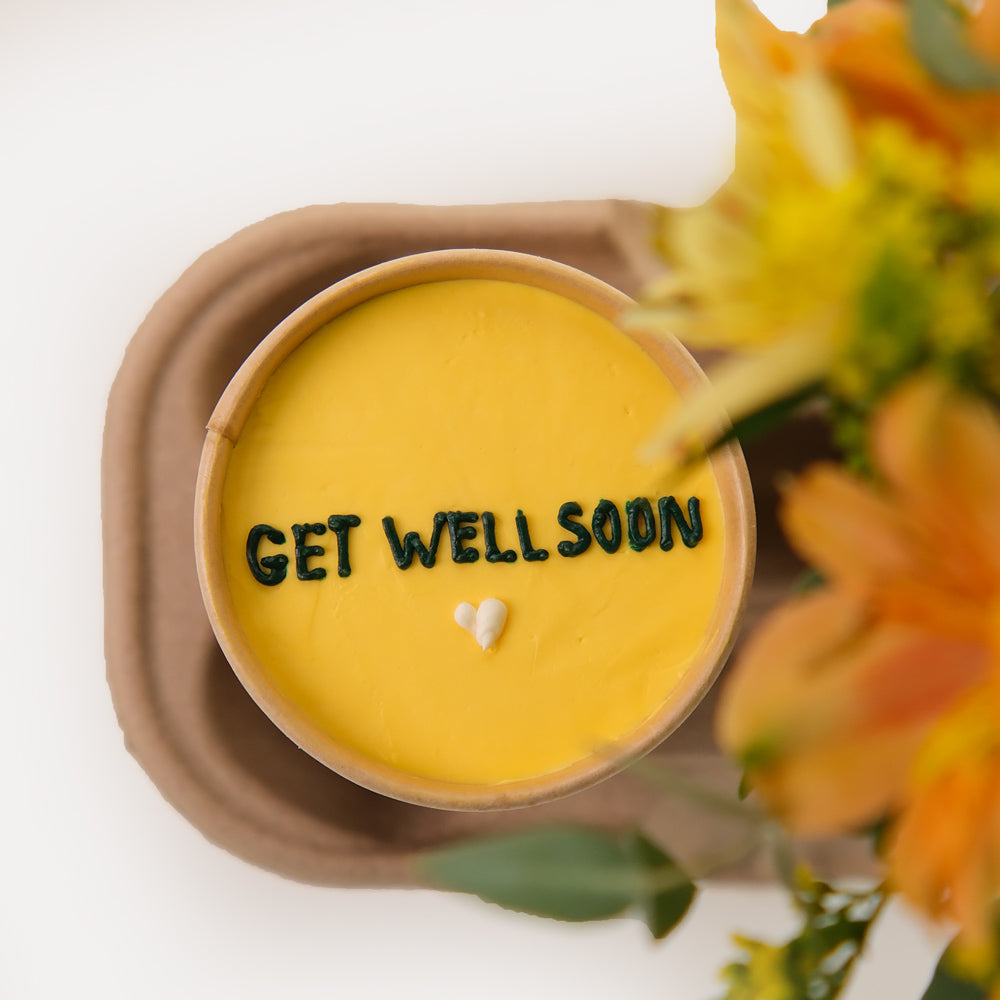 Get Well soon Chocolate Cup Cake & ALSTROEMERIA Flowers Combo