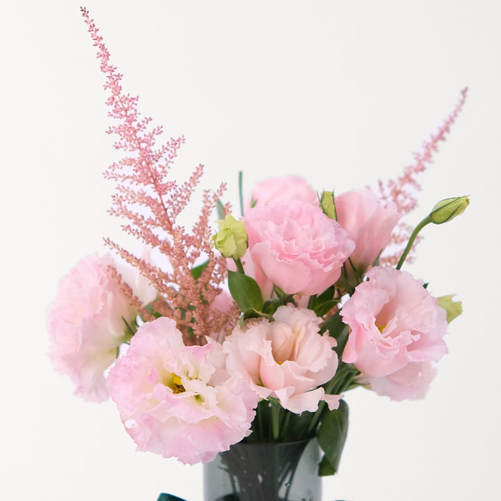 Lisianthus Pink and Astilbe Flowers in Vase
