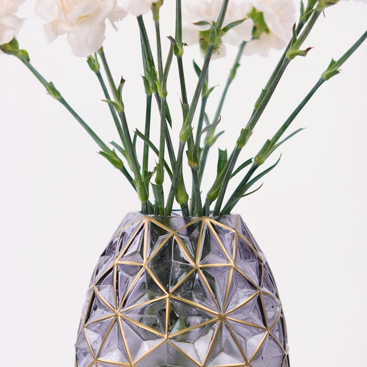 Carnations White in Glass Vase