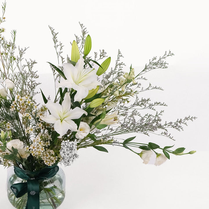 Mixed White Flowers in Vase