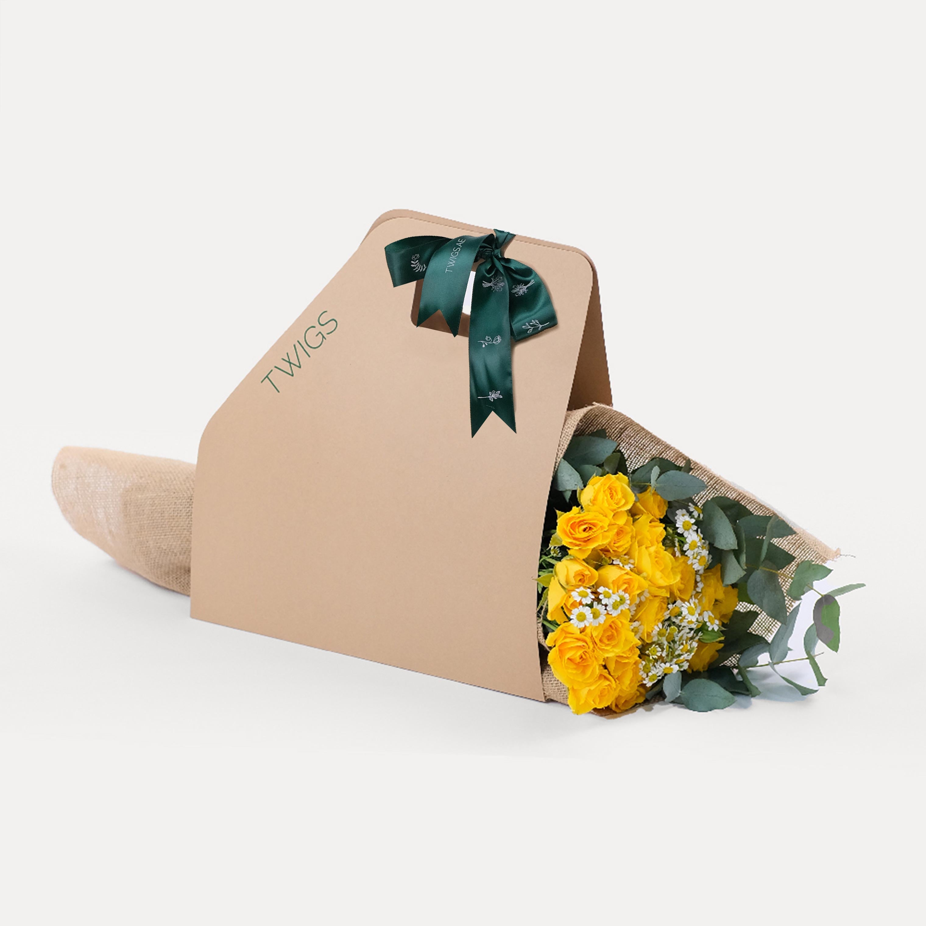 Yellow Spray Rose With Chamomile Bunch Bag