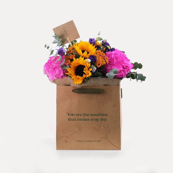 Sunflower ,Hydrangea and Chrysanthemum Mix Flowers  Bouquet