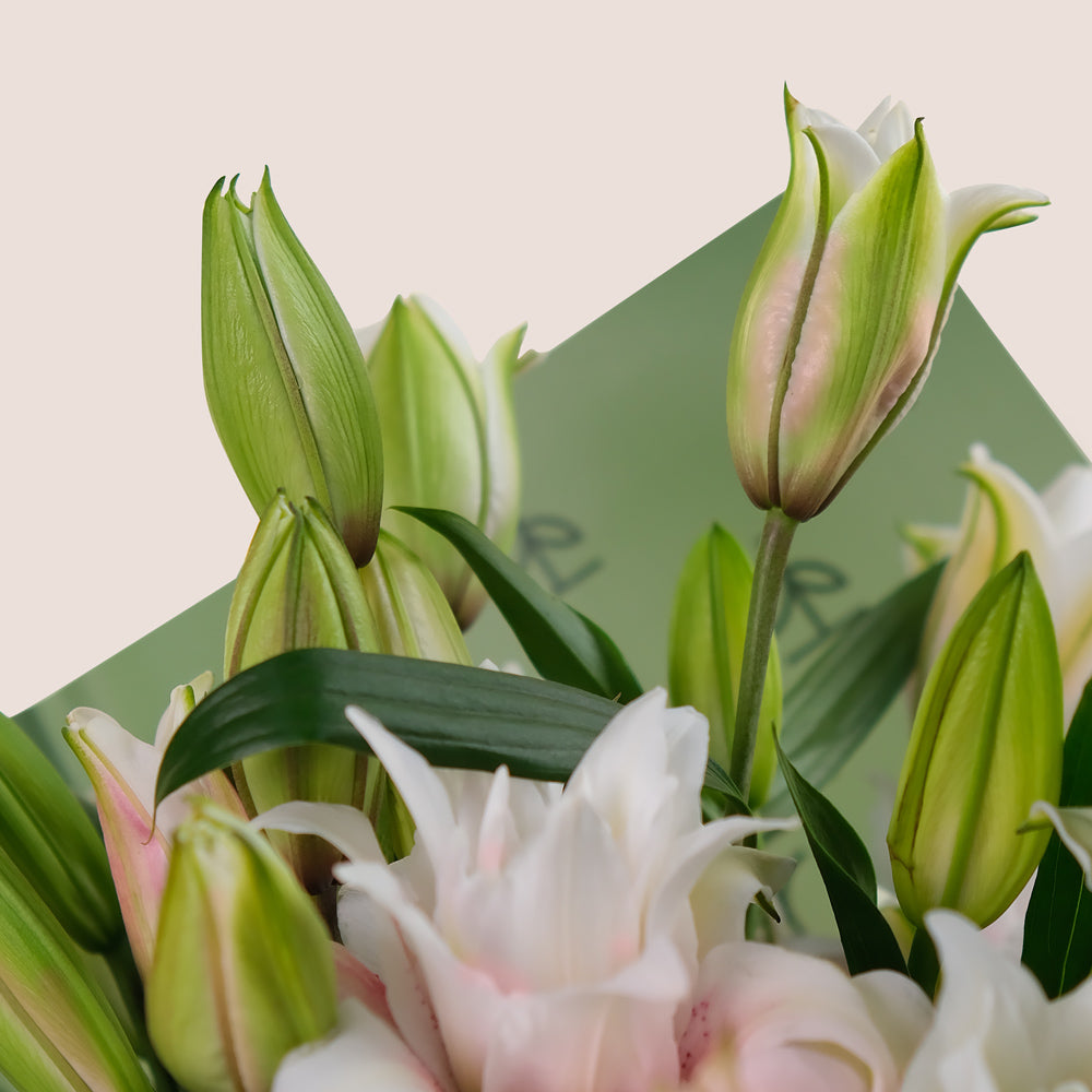 Lily Grace Flower Bouquet – Double Petalled Lilies in TWIGS Carry Bag