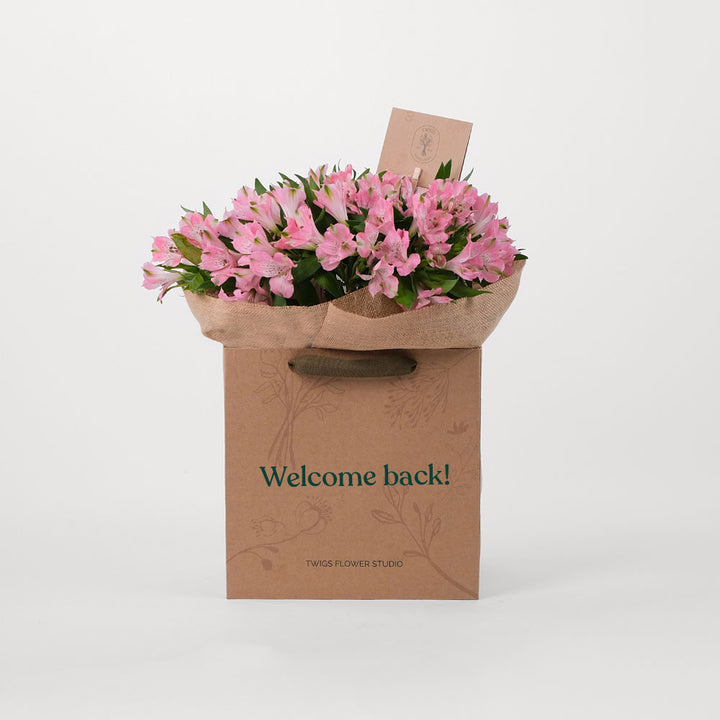 Alstroemeria Pink Flowers Bouquet In A Bag