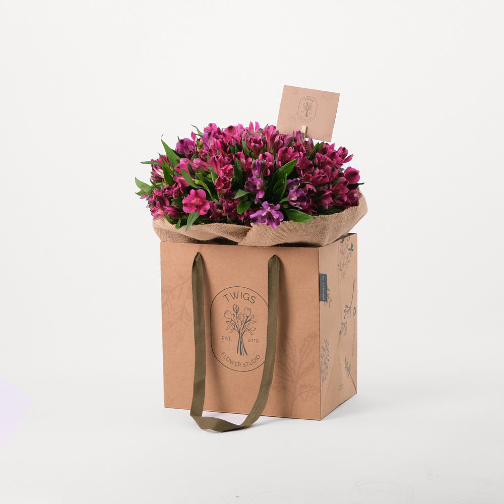 Alstroemeria Purple Flowers Bouquet In A Bag