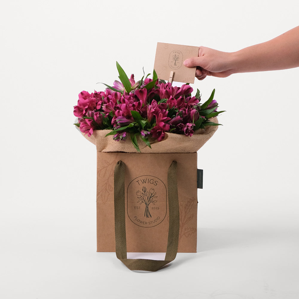 Alstroemeria Purple Flowers Bouquet In A Bag