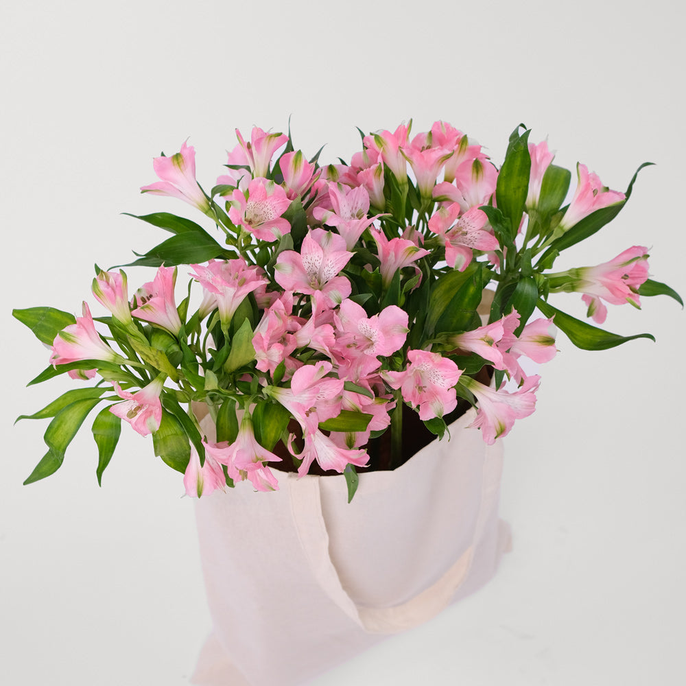 Alstroemeria Pink Flowers Tote Bag