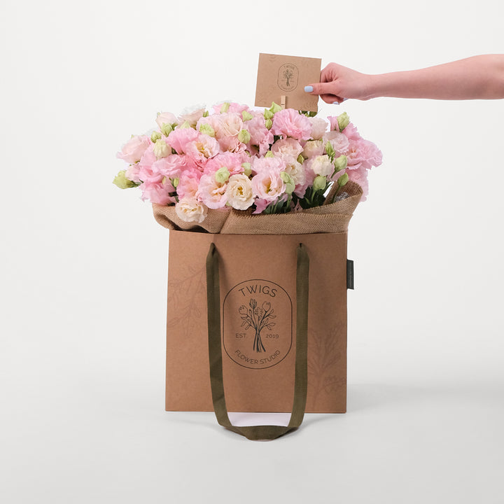 Lisianthus Light Pink Flowers Bouquet In A Bag