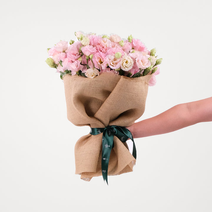 Lisianthus Light Pink Flowers Bouquet In A Bag