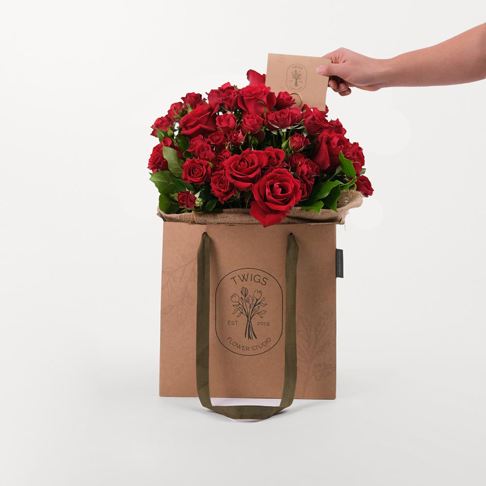 Mixed Red Flowers Bag Bouquet