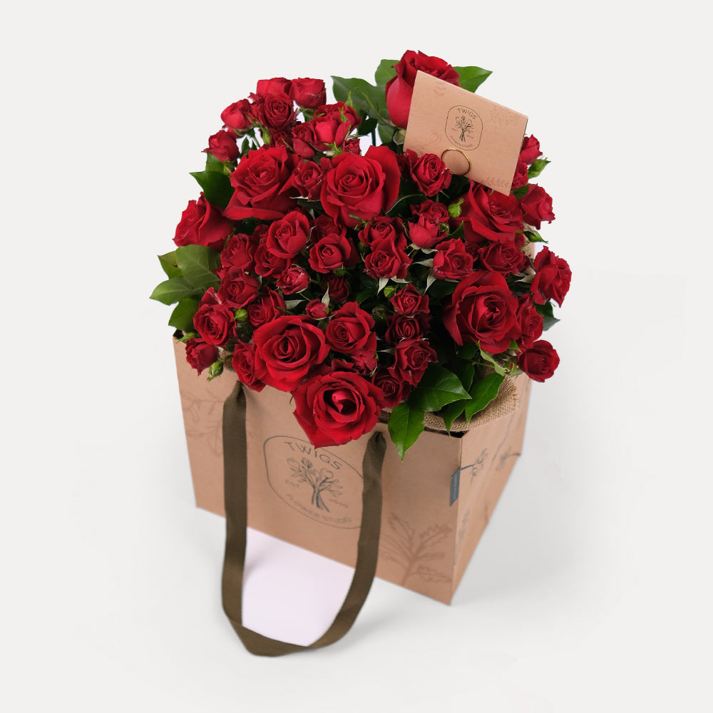 Mixed Red Flowers Bag Bouquet