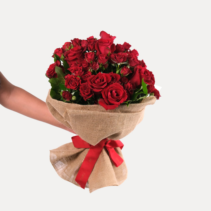 Mixed Red Flowers Bag Bouquet