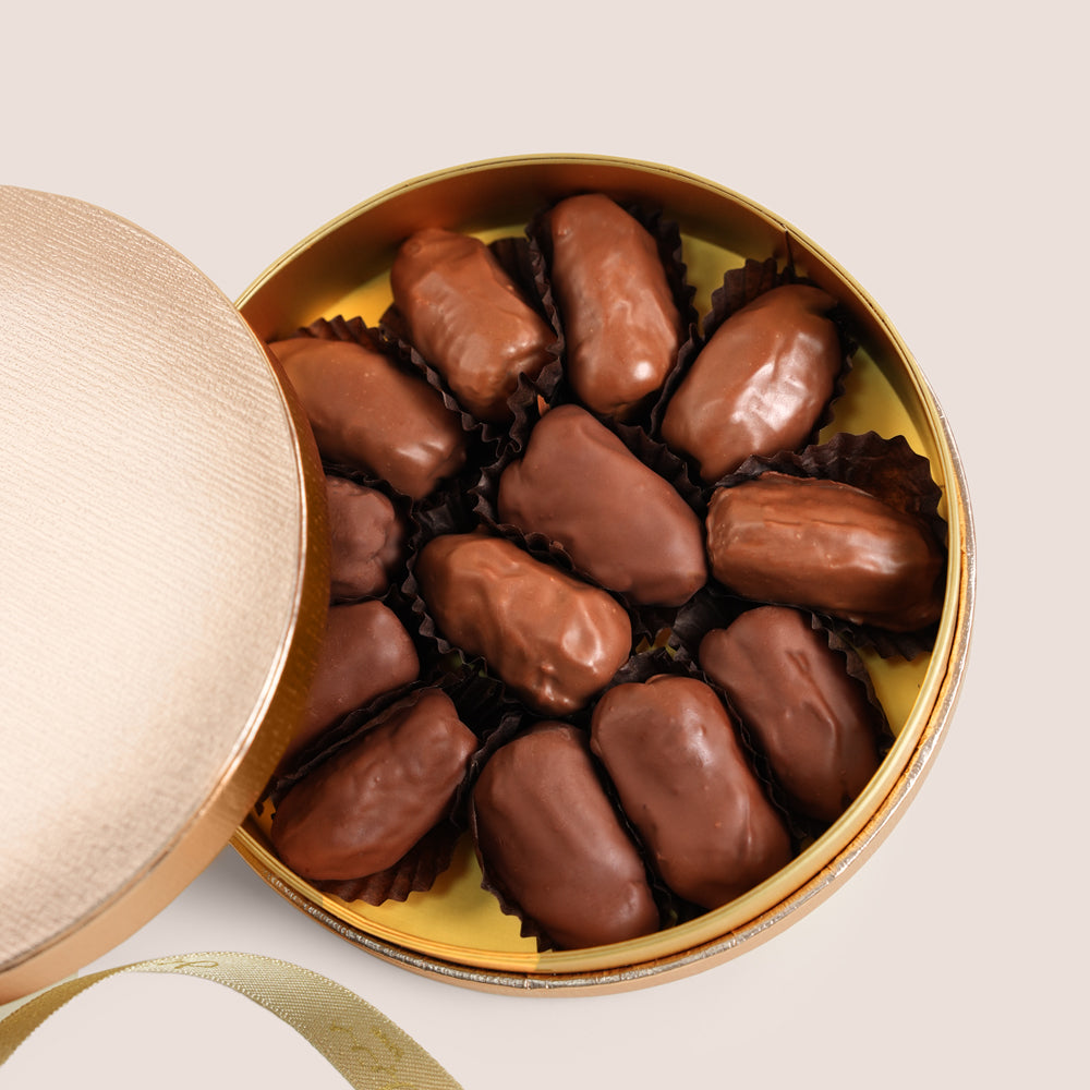 Bateel Rose Gold Gift Set with organic dates and chocolates, luxury flower add-on gift box Dubai UAE