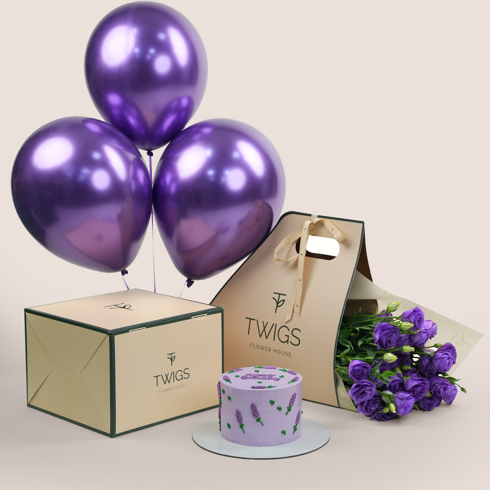 Premium Birthday party cake and flowers bundle 