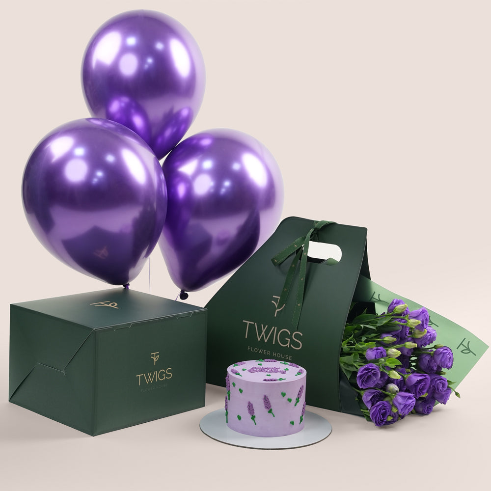 Premium Birthday party cake and flowers bundle 
