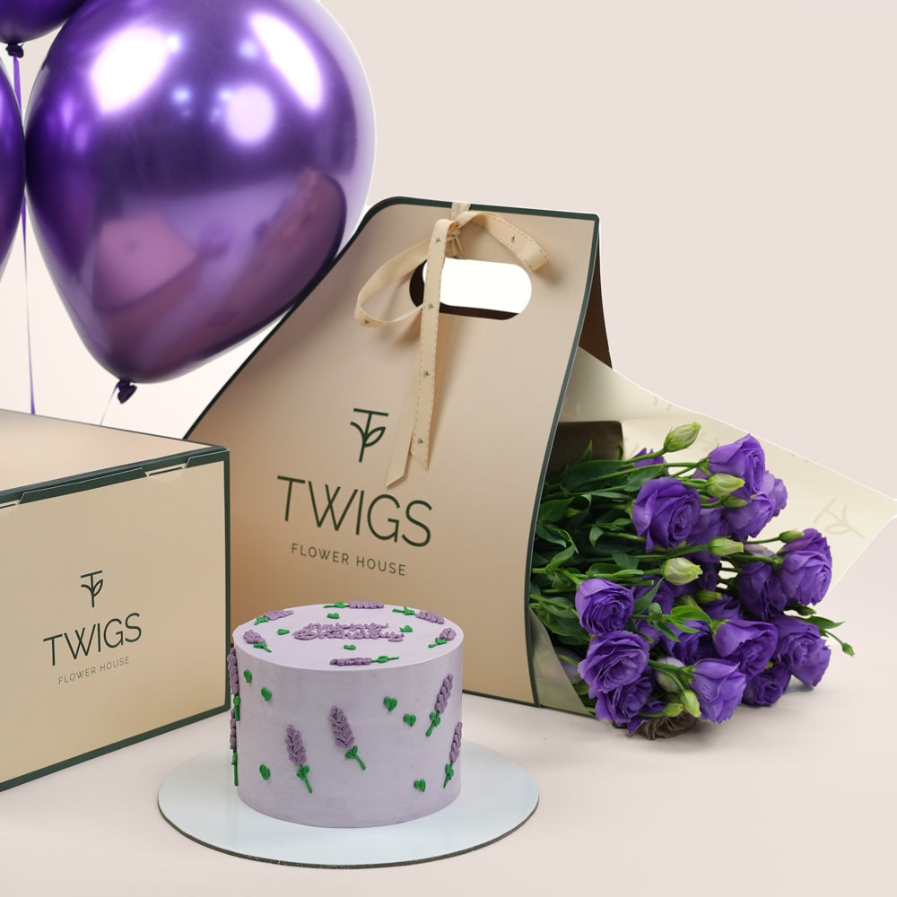 Premium Birthday party cake and flowers bundle 