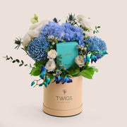 Luxe blue flower arrangement with Labaih perfume by Carmen Perfumes