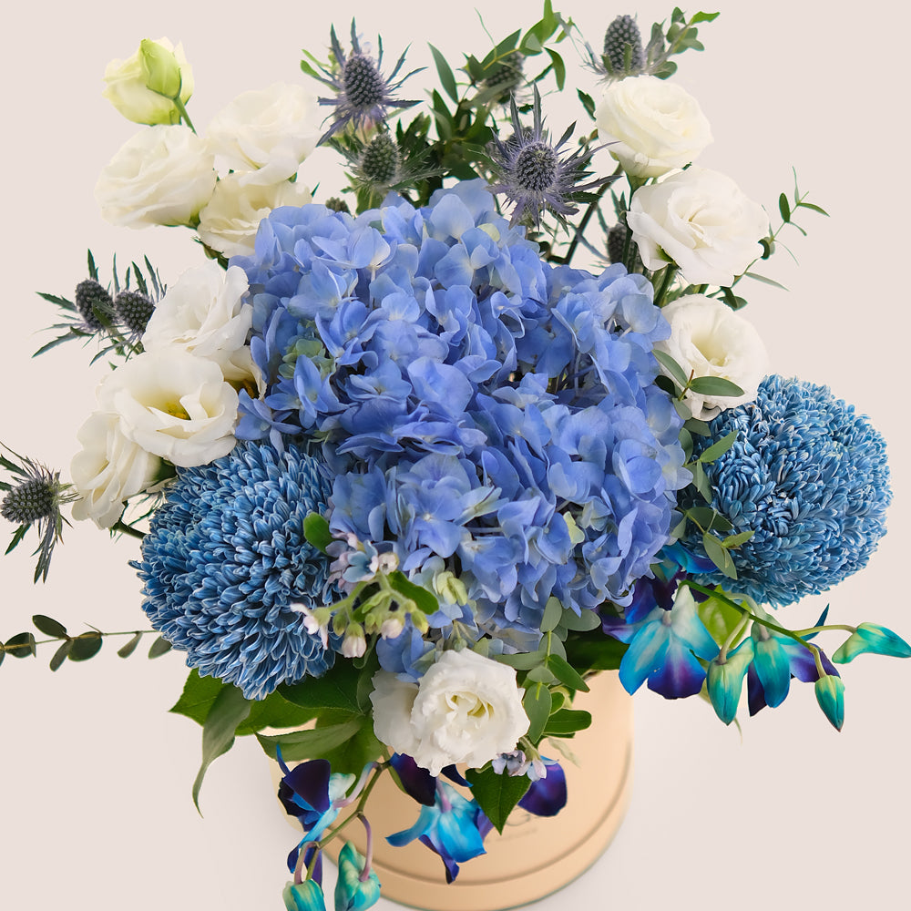 Luxe Blue Flower Arrangement  | Baby Boy Gift or For Him UAE