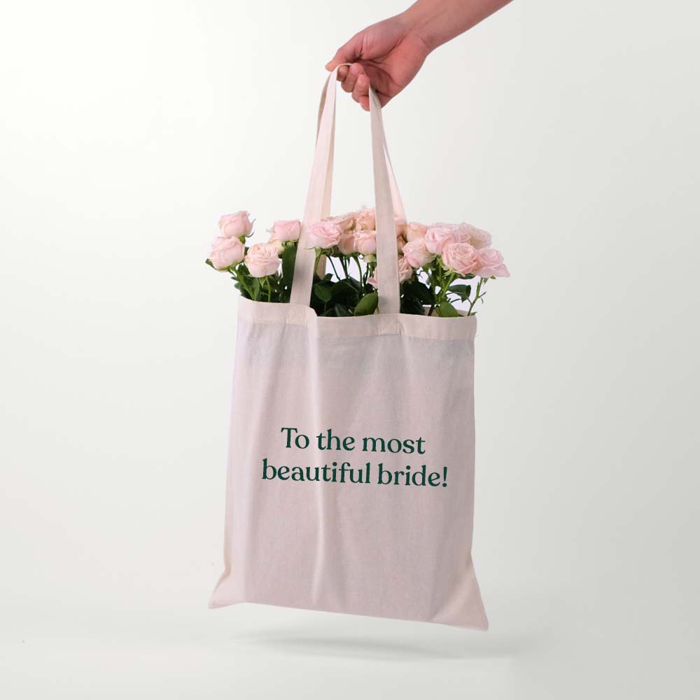 Bombastic Spray Roses in a Reusable Canvas Tote – Soft Pink Elegant Blooms