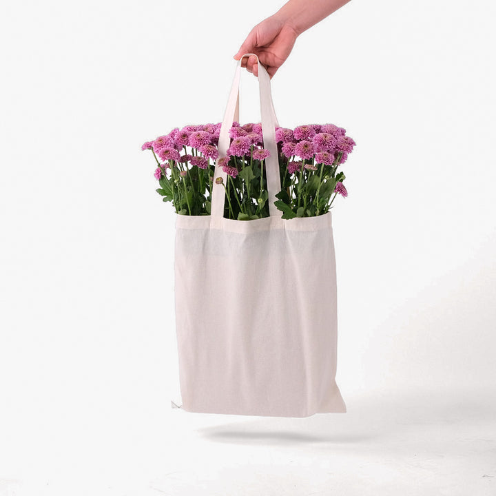 Button Purple Flowers Tote Bag