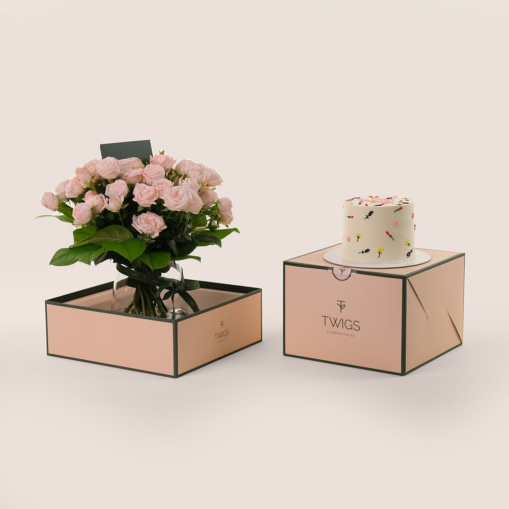 Petite Bloom Bundle – Bombastic Roses & Birthday Cake - A Heartfelt Gesture for Every Celebration