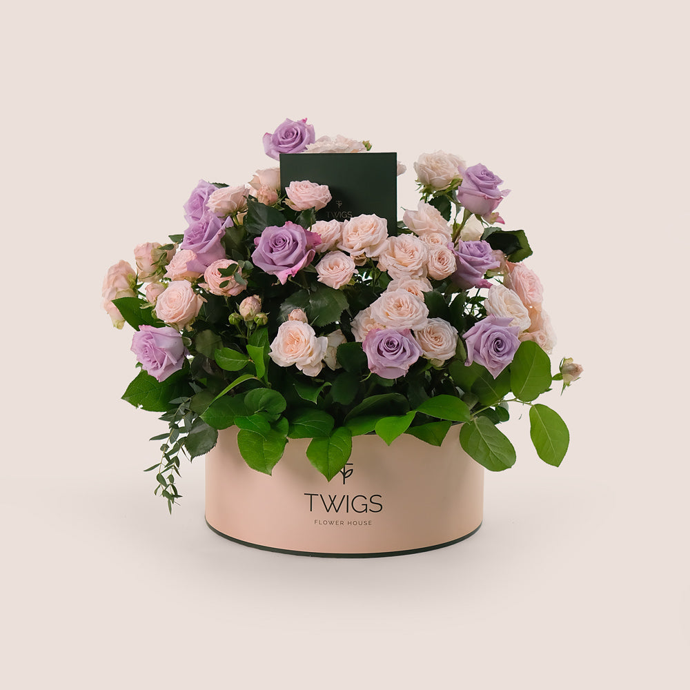 Grande Bombastic & Ocean Song Roses Flower Box – Soft Pretty Flowers TWIGS