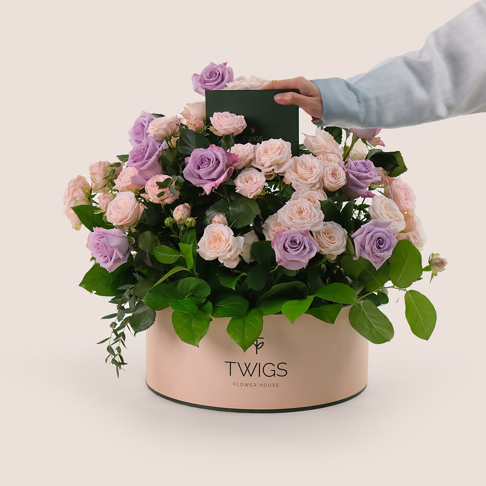 Grande Bombastic & Ocean Song Roses Flower Box – Soft Pretty Flowers TWIGS