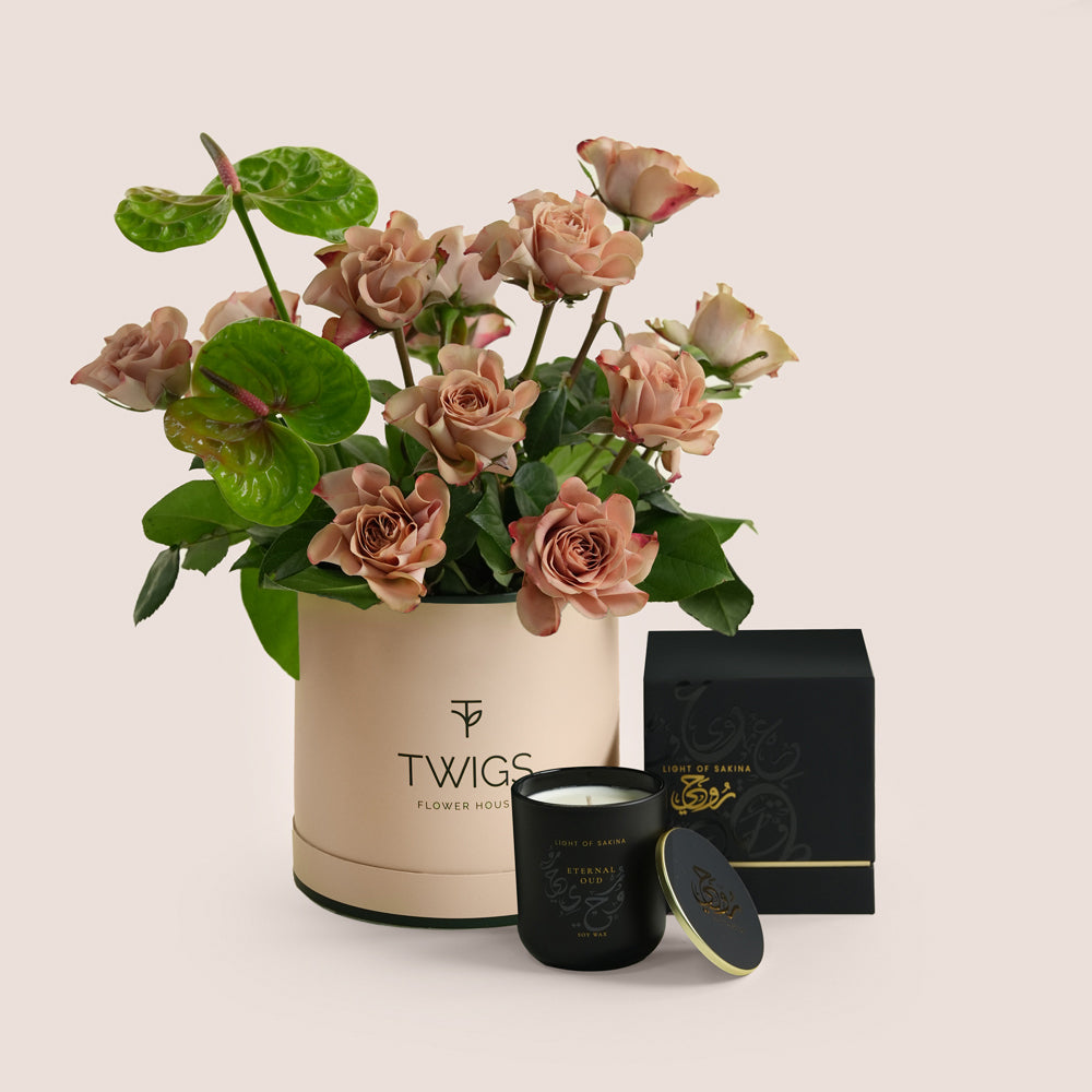 Café Latte Roses · with Light of Sakina Eternal Oud Candle