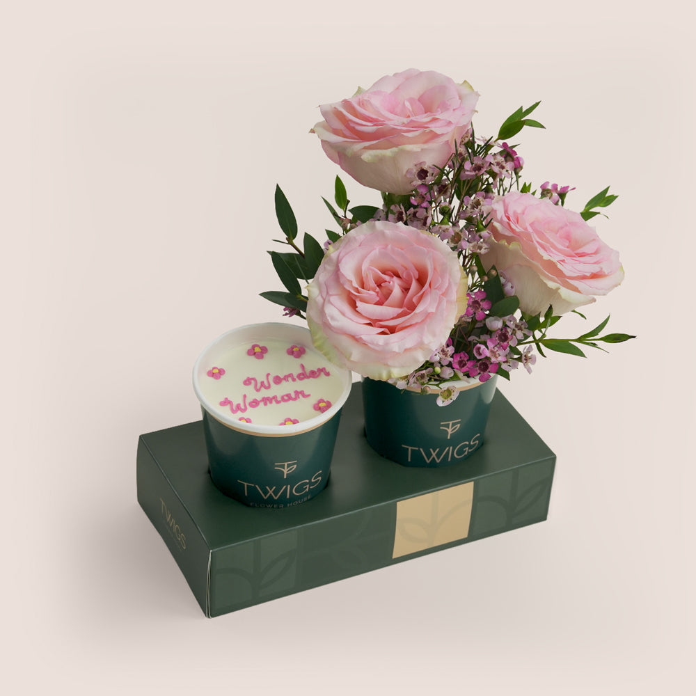 Women’s Day Flower & Cake Cup Surprise - Wonder Woman