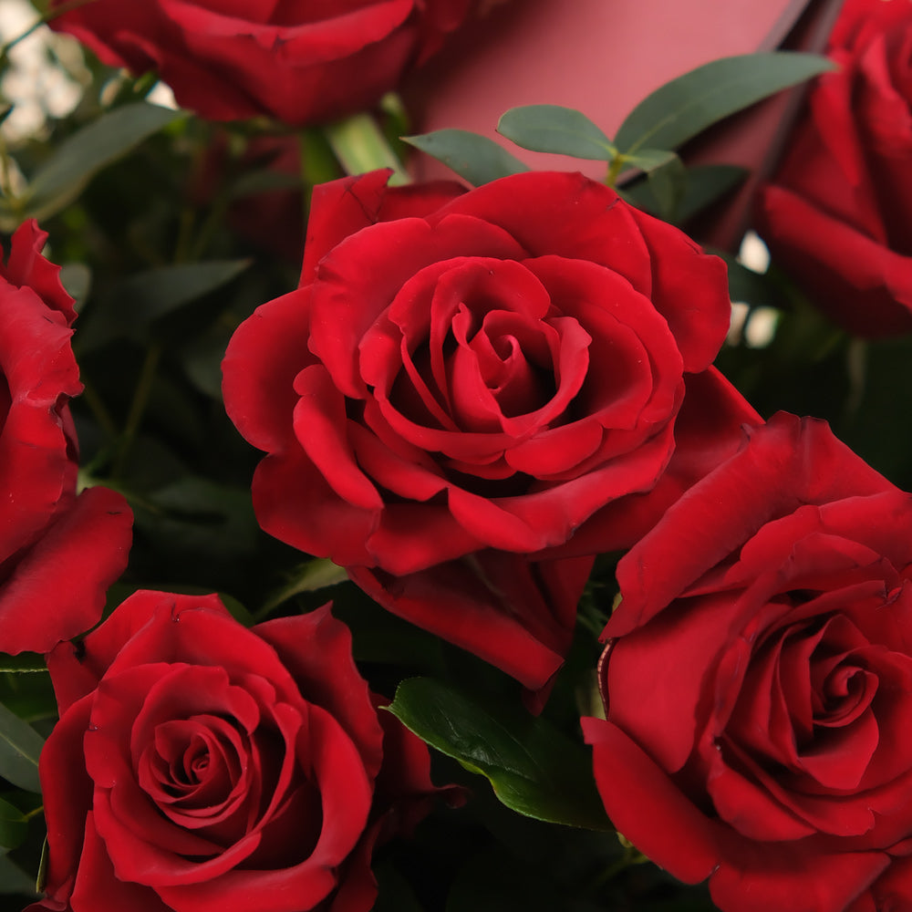 سحر عيد الحب – ورود حمراء وكيك أحبك