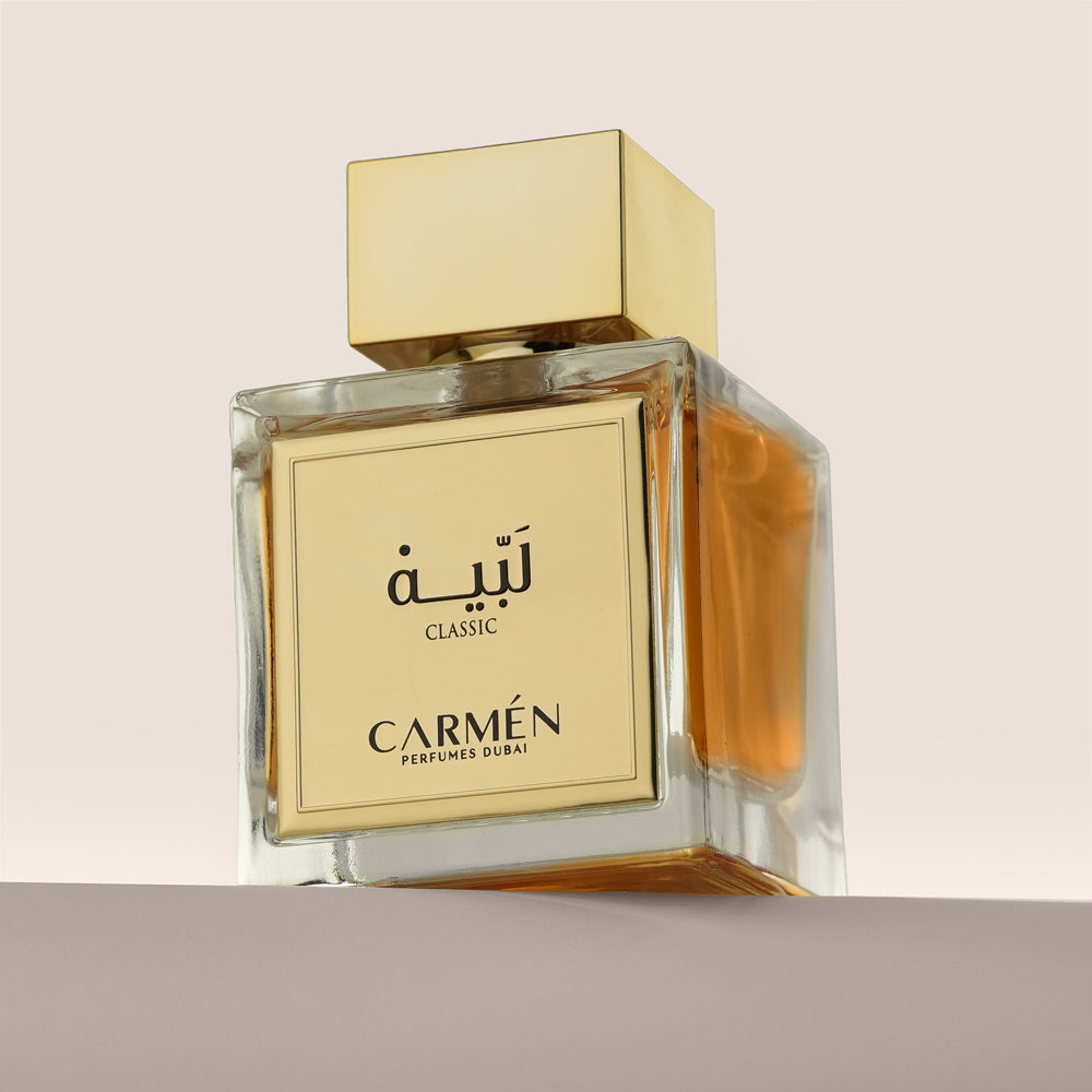 Labaih perfume bottle and turquoise box by Carmen Perfumes Dubai